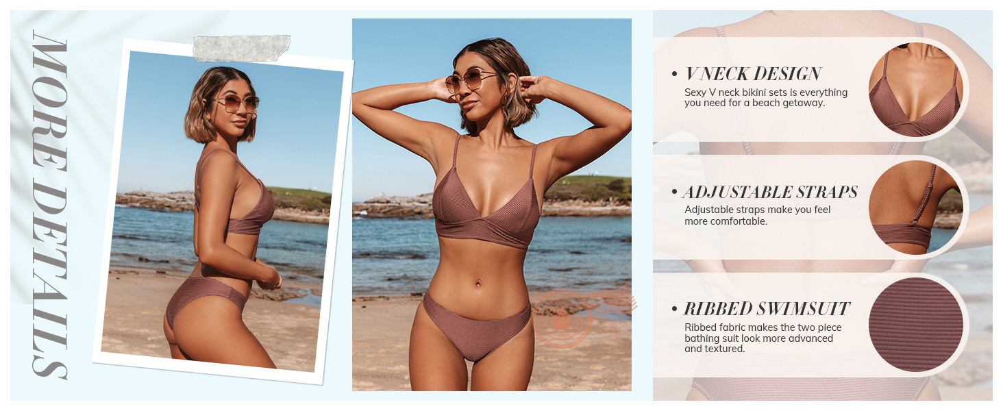 CUPSHE Купальник жіночий: двочастинний бікіні з високою талією, блакитний