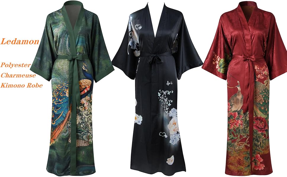 Халат жіночий Ledamon, довгий, квітковий, халат для ванної, нічна сорочка, універсальний розмір, трав'яний зелений