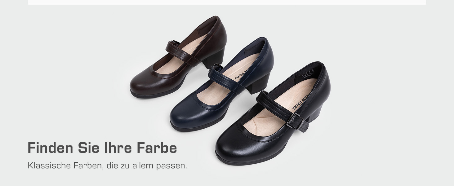 Жіночі туфлі Mary Jane DREAM PAIRS на масивному високому каблуці, темно-сині, розмір 37 EU