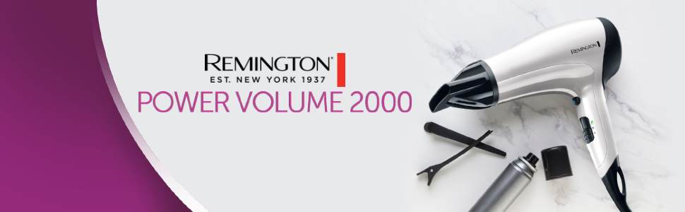 Фен для волосся Remington Power Volume D3015 з іонізацією, 2000 Вт, компактний, з дифузором та концентратором