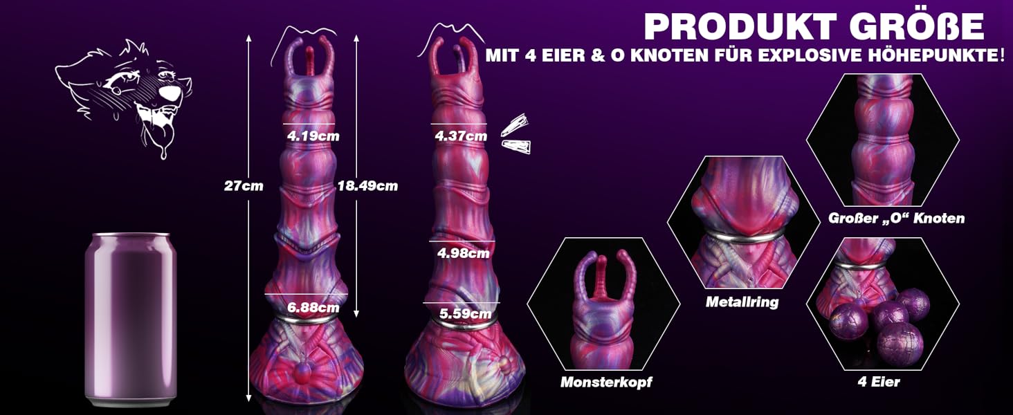 Анальний плагін Dilo Monster XXL з 4 силіконовими яйцями, 27 см - BDSM іграшки для пар