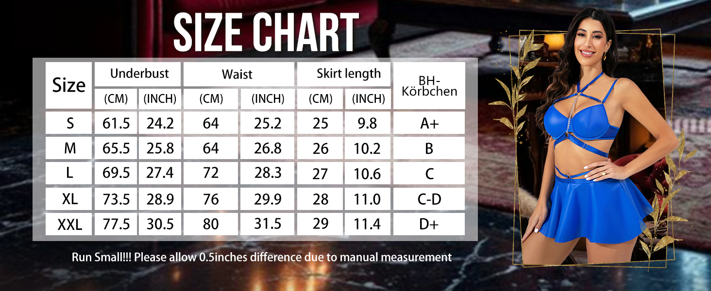 Елегантний костюм Evelife з чорного штучної шкіри: міні-сукня та бюстгальтер push-up з металевим ланцюжком. Ідеально для вечірок, клубів та тематичних заходів. Розмір M.