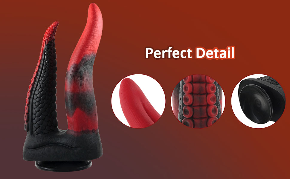 Анальний стимулятор Shkanla Monster Doppeldildo з щупальцями, реалістичний гігантський дилда з присосками, силікон, фентезі, стимулятор G-точки, іграшка для дорослих, червоний, чорний