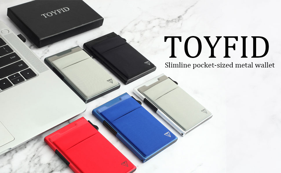 Мінімалістичний чоловічий гаманець TOYFID з RFID-захистом, картхолдер з Pop-up механізмом та відділенням для монет, чорний