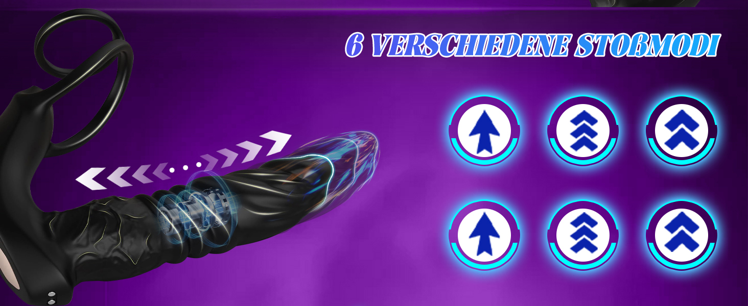 Анальні вібратори TDLPlus з 9 телескопічних та 9 режимів вібрації – ергономічний анальний дildo та анальний плагін для стимуляції простати, з подвійним кільцем для пеніса, секс-іграшки для чоловіків та пар