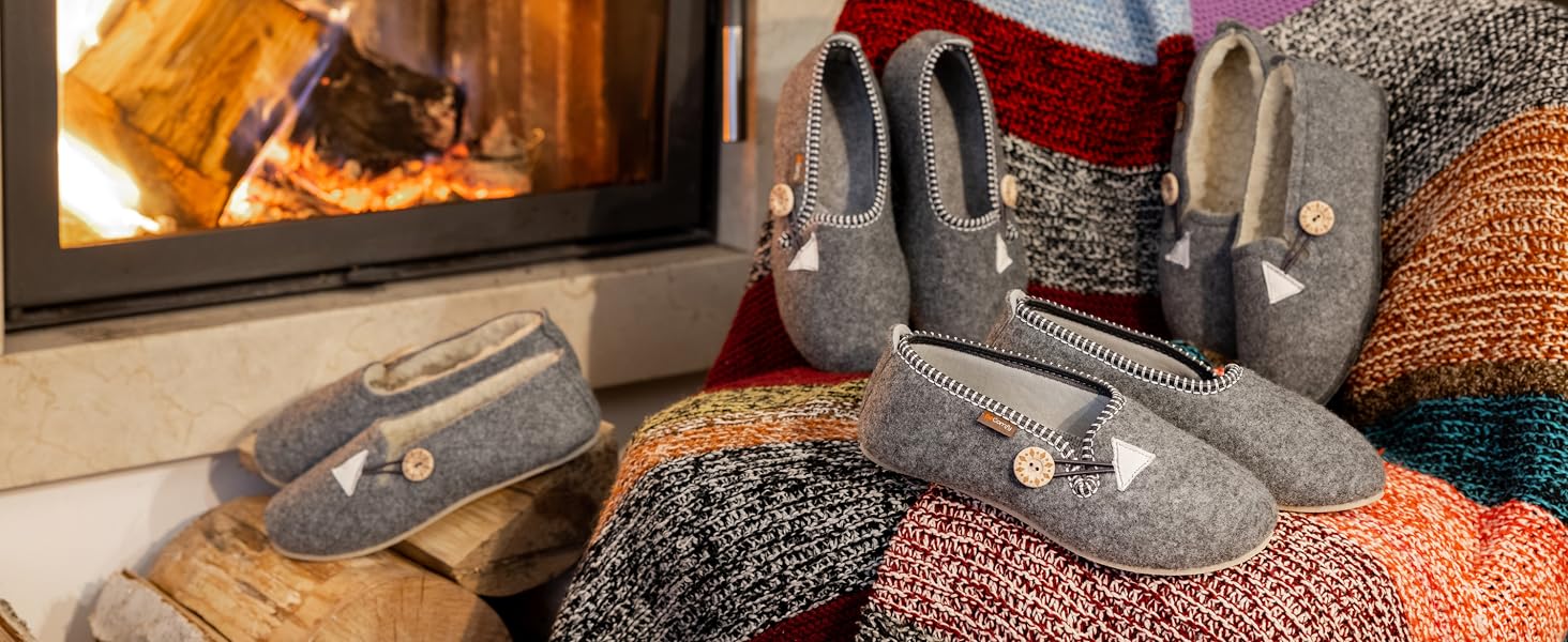 Унісекс домашні капці BeComfy з фетру з підкладкою з натуральної вовни мериноса, теплі кімнатні тапочки сірого кольору, розмір 37 EU