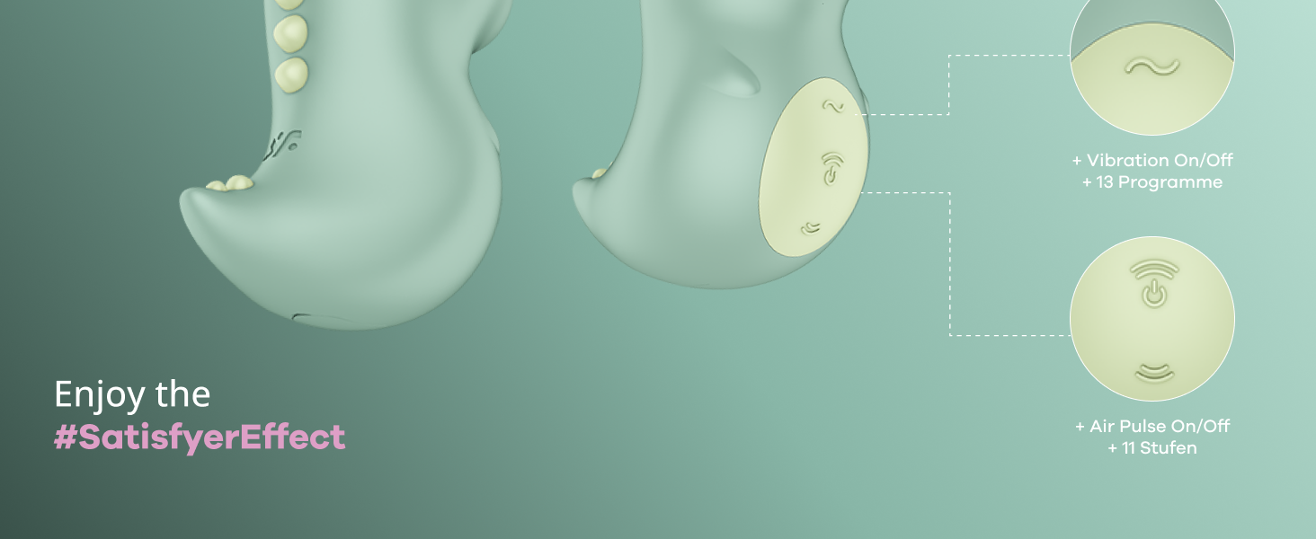 Satisfyer Din-OOOH: вібратор з ефектом тиску та 2 моторами | Кліторальний стимулятор у формі динозавра | Водостійкий (IPX7) | Силіконовий секс-іграшка для жінок
