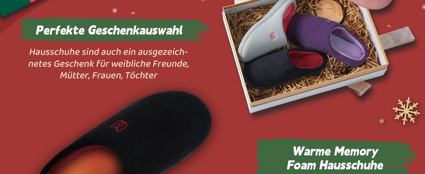 Унісекс капці WateLves з пам'яттююватою бавовною для дому та вулиці, осінньо-зимові тапочки, чорно-червоні, розмір 40/41 EU