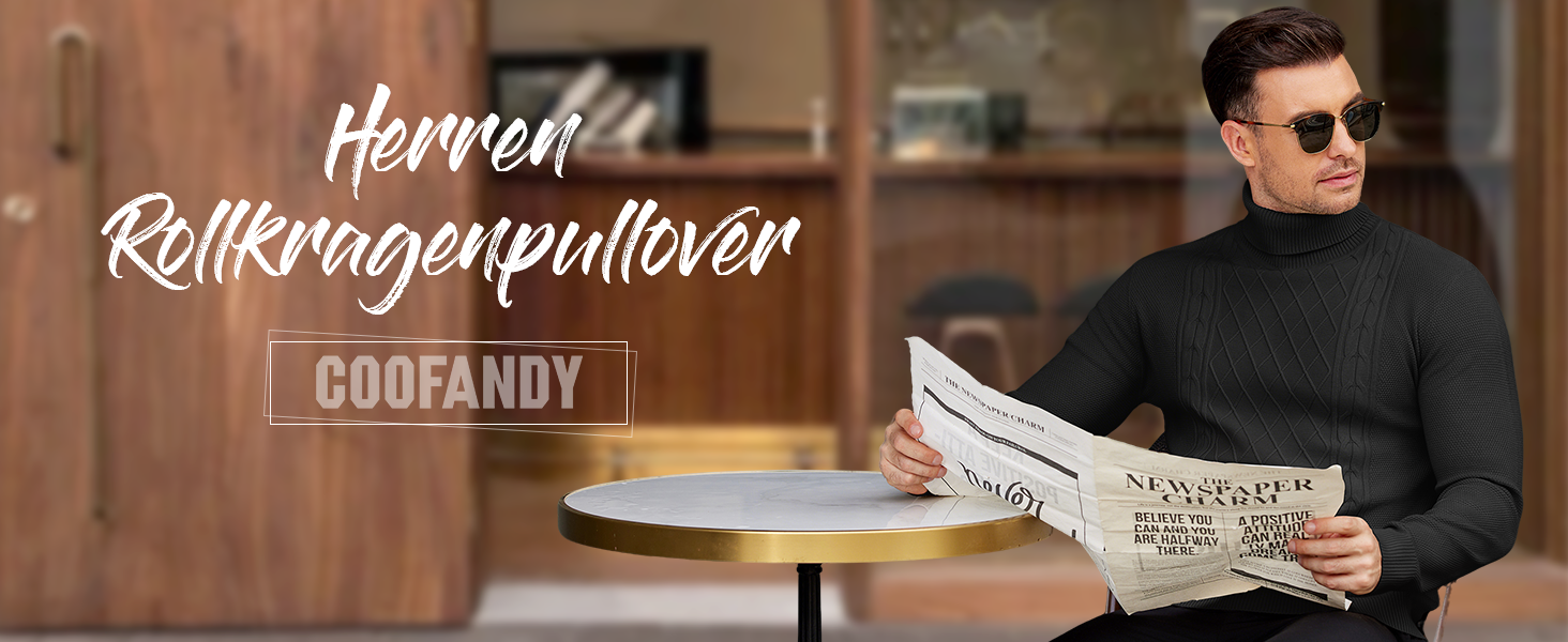 Чоловічий тонкий в'язаний светр з високим горлом COOFANDY, діловий кежуал, зимовий гольф, червоний, розмір XXL