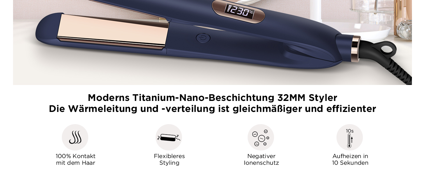 Випрямляч для волосся 2 в 1 PARWIN PRO BEAUTY: стайлер для випрямлення та завивки з нано-титановим покриттям, іонізацією та LCD-дисплеєм (130-230°C)