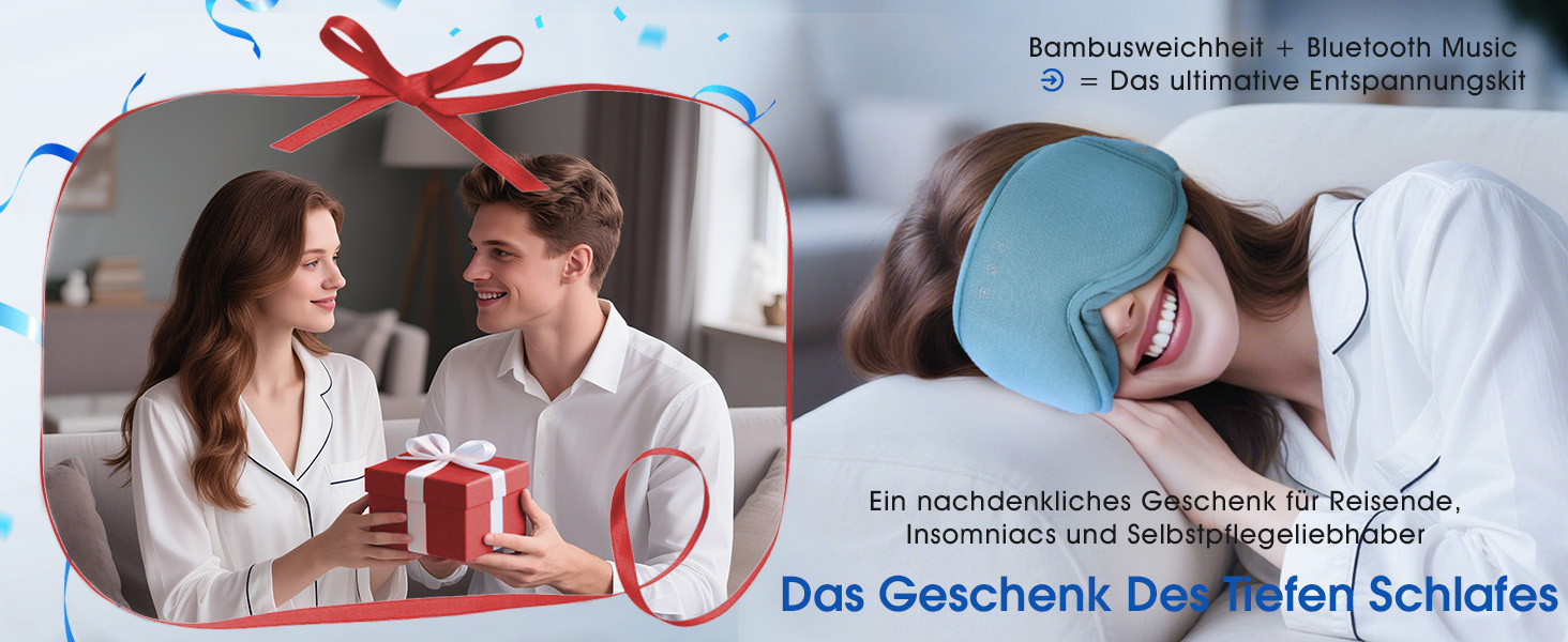 Bluetooth-маска для сну LC-dolida з ефектом повного затемнення, бамбукова бавовна, HiFi звук, Bluetooth 5.4, регульований ремінець, сіро-блакитна