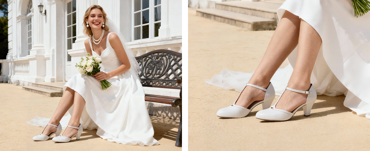 Жіночі туфлі-човники Dream Pairs з Т-подібним ремінцем, білі, розмір 39 EU