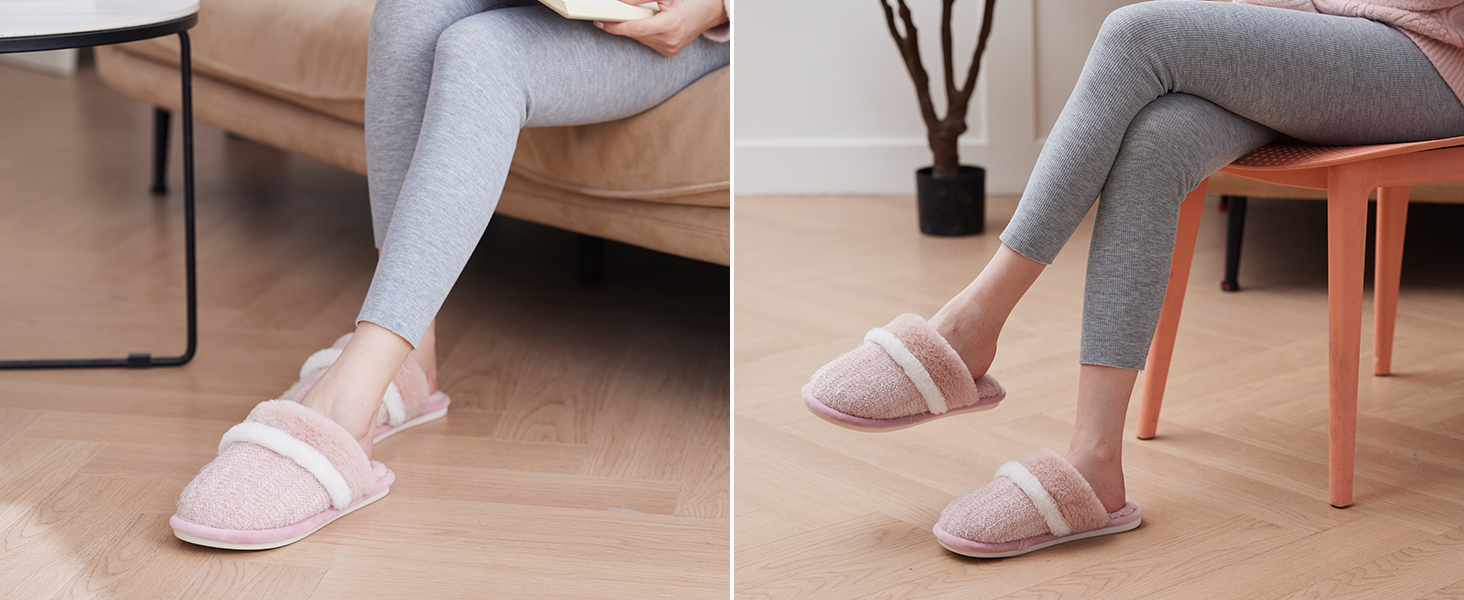 Зимові домашні капці GOEWY для жінок та чоловіків з ефектом пам'яті (Memory Foam), теплі та протиковзкі тапочки-шлепанці, коричневі, розмір 38/39 EU