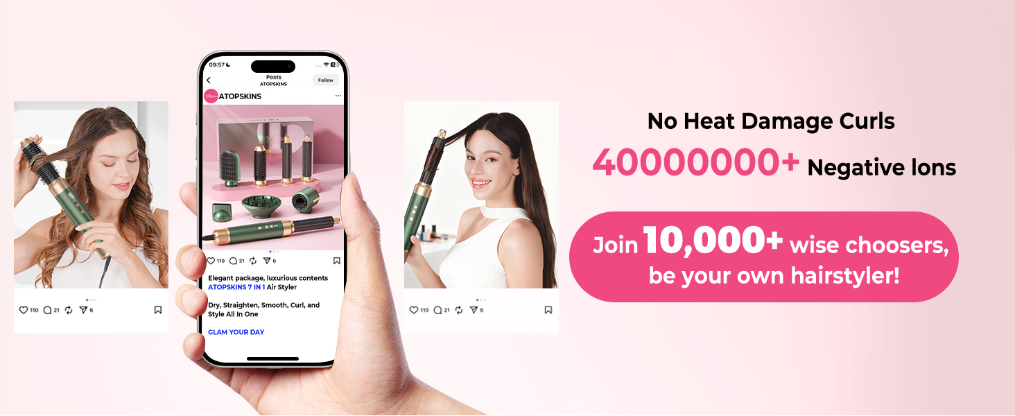 Мультифункціональний стайлер для волосся 7 в 1 Atopskins Airstyler Pro: фен з дифузором, круглі щітки, випрямляч та плойка для локонів Beach Waves, чорно-золотий
