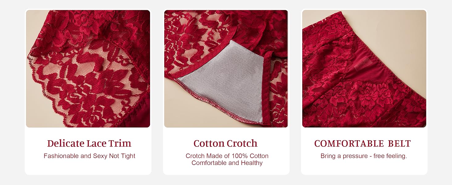 Слідки жіночі мереживні безшовні з високою талією, великі розміри (S-4XL), 6 шт. в наборі (чорний/бірюзовий/червоний/синій/фіолетовий/нюд)