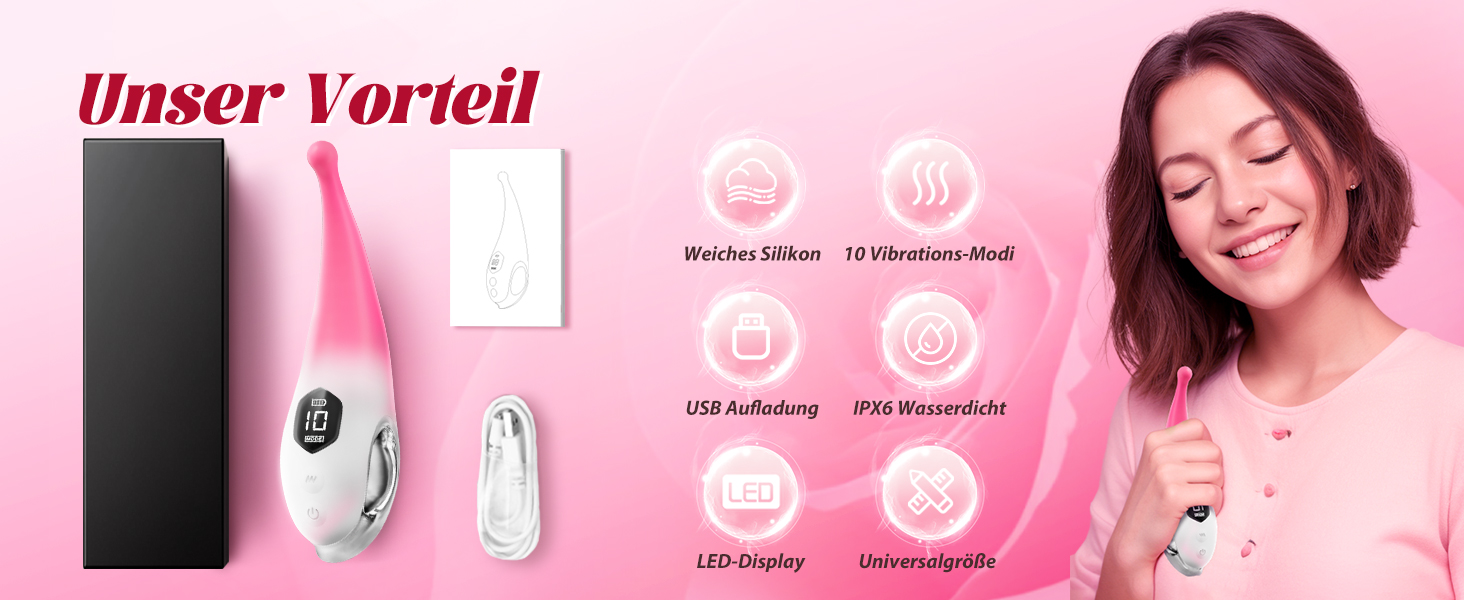 Вібратор для жінок Klitoris Vibrator: 10 режимів, сильний, тихий, стимулятор клітора та анальний дildo для пар. Інтимні іграшки для дорослих.