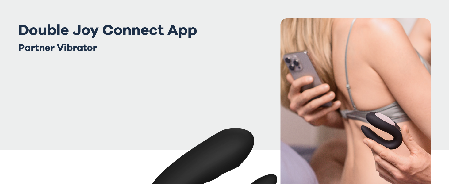 Satisfyer Double Joy Connect App - парний вібратор для пар | Керування через додаток | Чорний | 9 см