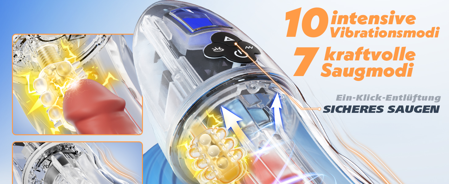 Електричний масажер для чоловіків з 7 режимами та 10 вібраціями. Іграшка для дорослих, прозора, 3D-дизайн. Тренажер для пеніса, сексуальна іграшка для чоловіків