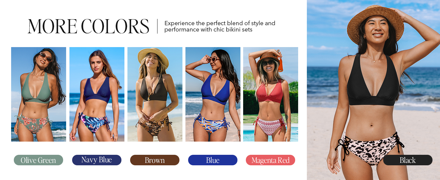 CUPSHE БІКІНІ Спортивний Роздільний Купальник з V-подібним вирізом, на зав'язках, низька талія, квітковий принт, оливковий колір, для жінок