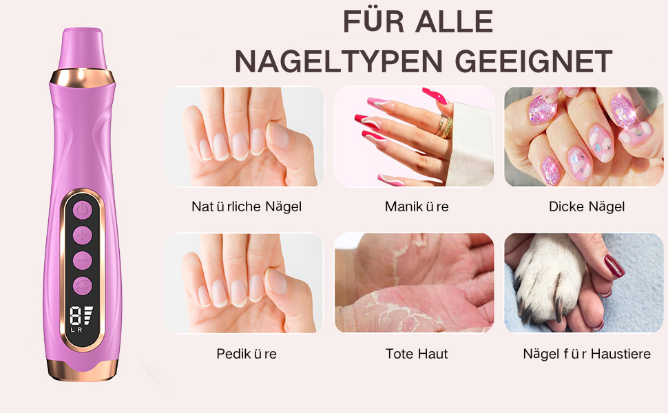 Портативний апарат для манікюру та педикюру бездротовий Nagelfräse, 2600 мАг, 15 рівнів швидкості, для нарощених нігтів та гелю (Rose)