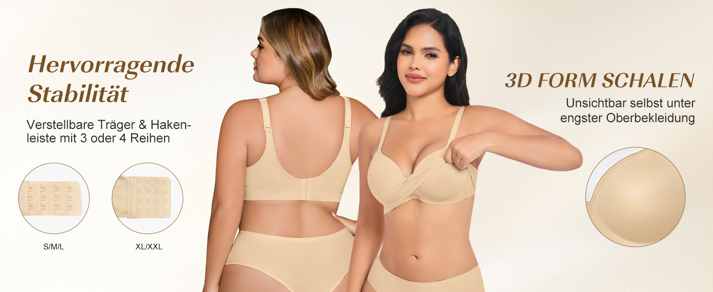 Натільний пуш-ап бюстгальтер для жінок без кісточок, бездротовий, з м'якою підтримкою, двошаровий чашечка, звичайні та великі розміри, V-подібний виріз, міцний бюстгальтер, чорний, S