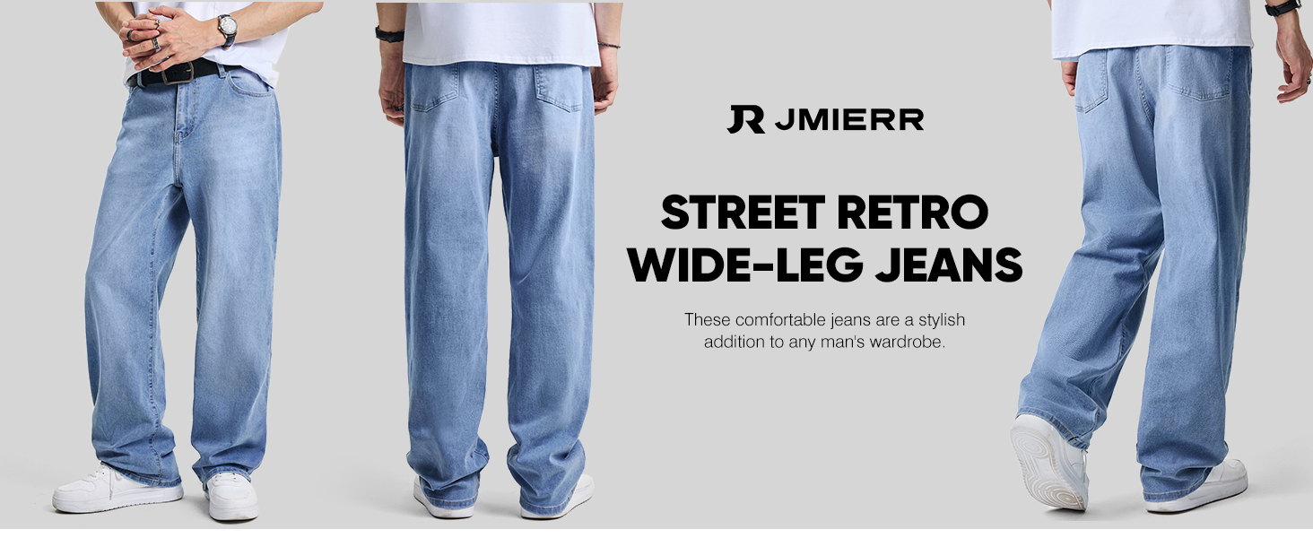 Чоловічі джинси Baggy JMIERR Y2K світло-блакитні, еластичний денім, розмір XL
