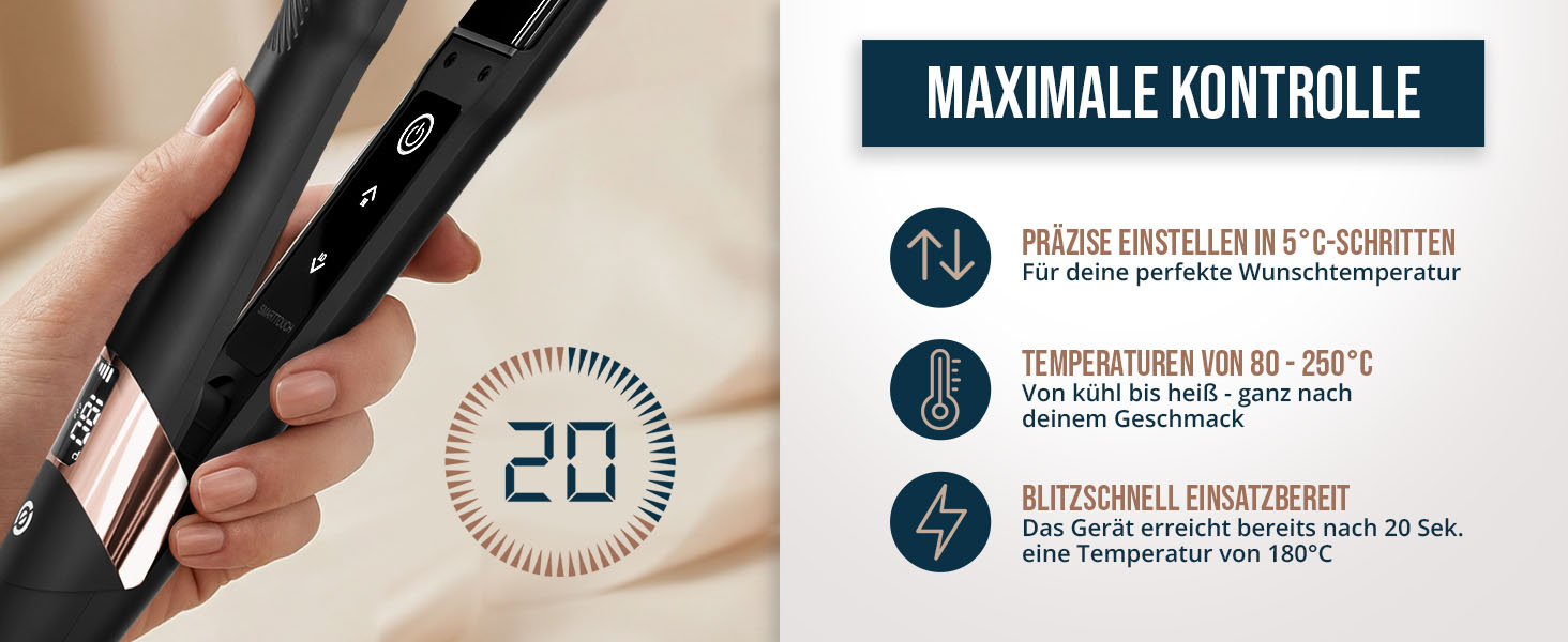 Випрямляч для волосся 2в1 SafeGlide Touch з титановими іонами проти кучерявості та заплутування, для всіх типів волосся, з дорожнім чохлом