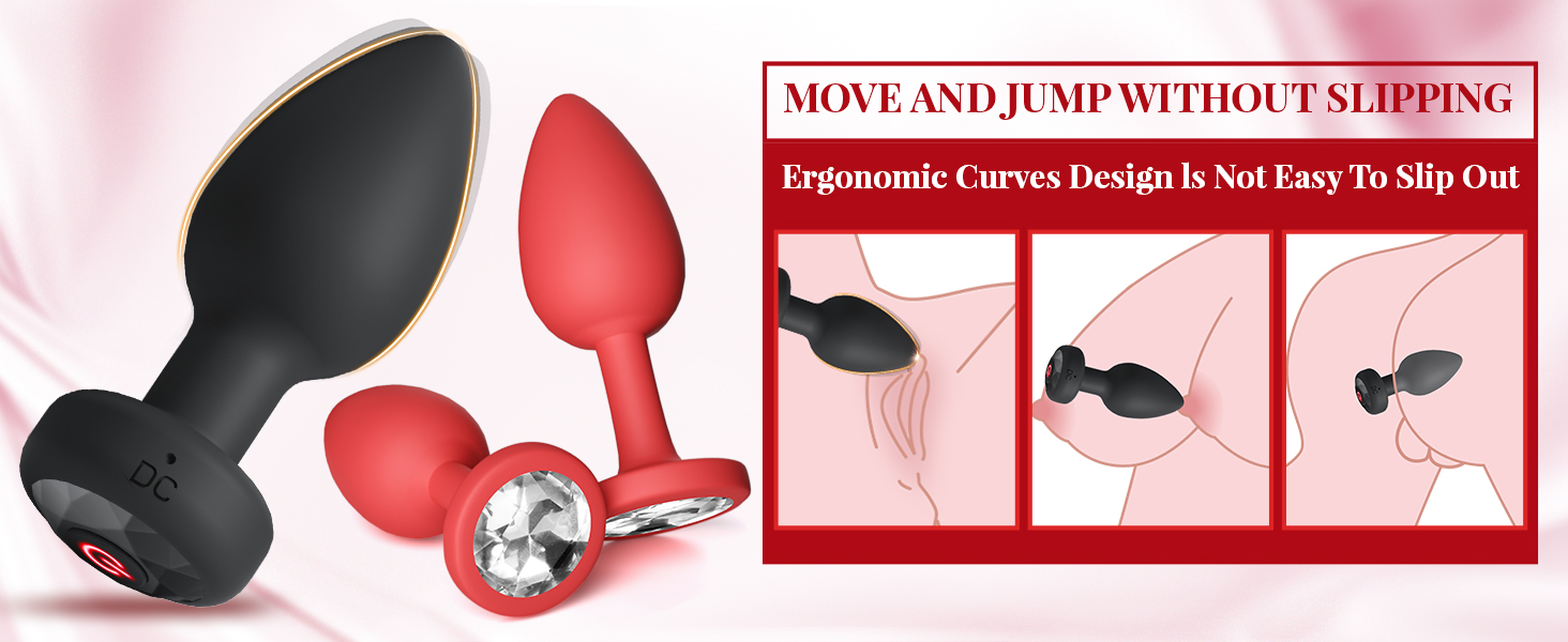 Анальні пробки з вібрацією для жінок та чоловіків, набір 3 шт. з 10 режимами, силікон, анальні вібратори для початківців та професіоналів, чорний/червоний