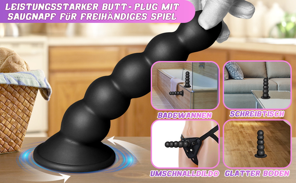 Анал-пробка Roluck з 5 кулями та присоском - іграшка для дорослих (L)