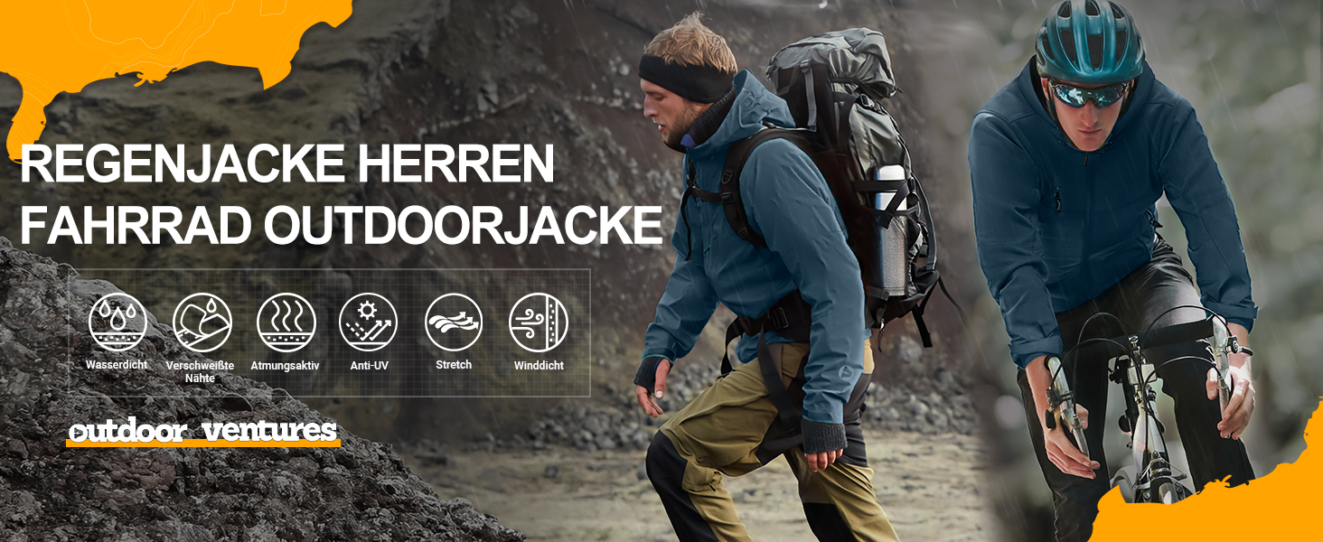 Чоловіча водонепроникна куртка Outdoor Ventures: легка вітрозахисна куртка для активного відпочинку, темно-синя, розмір M