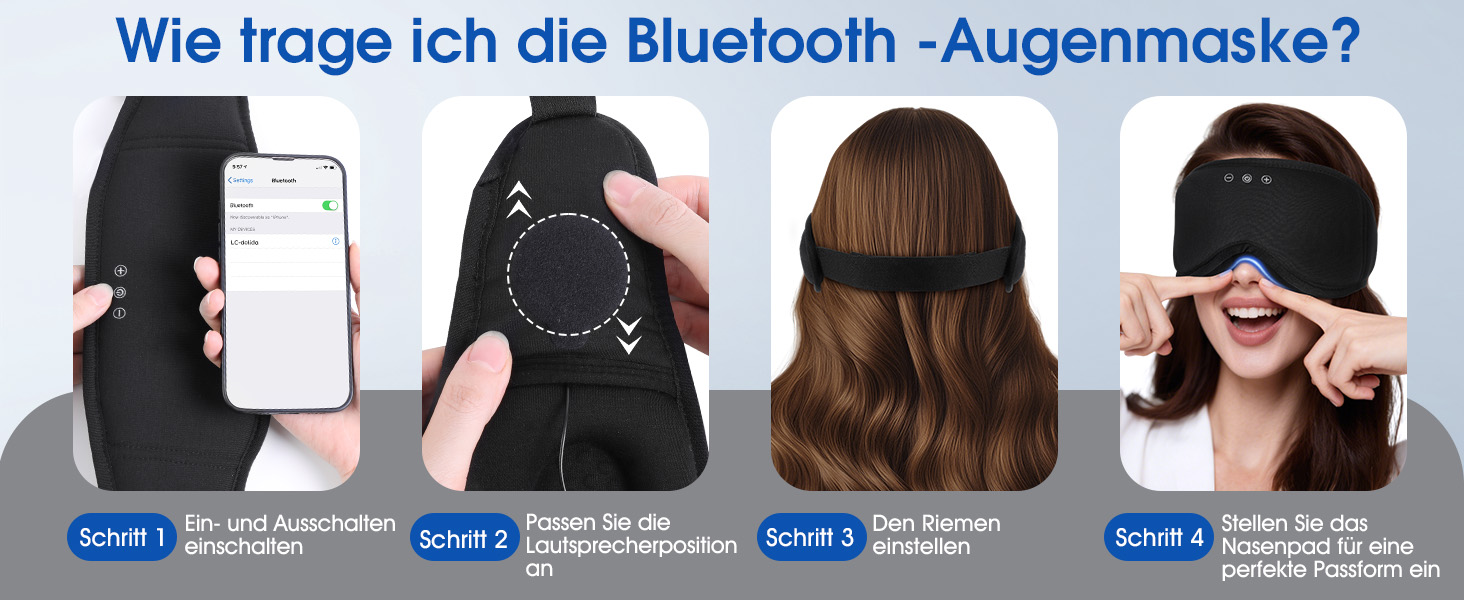 Bluetooth маска для сну LC-dolida зі звуком HiFi, світлонепроникна з бамбукової бавовни, Bluetooth 5.4, регульований ремінець, чорна