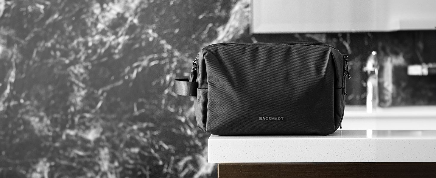 Чоловіча дорожня косметичка BAGSART, містка сумка для аксесуарів та гігієни з подвійною блискавкою, 5 л, темно-сіра (штучна шкіра)
