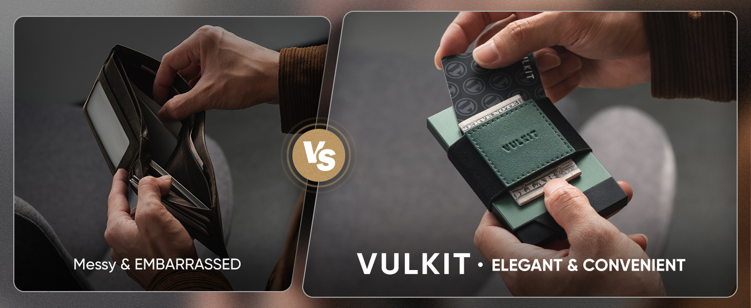 Слимок металевий картхолдер VULKIT Vc408 з Pop-Up механізмом, RFID-захистом та грошовим ремінцем, чорний