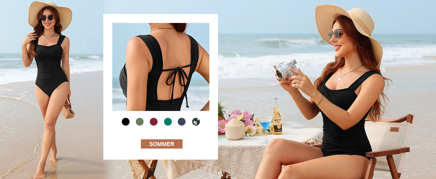 Світшот Badeanzug Damen: Одноцільний купальник з високою талією, Push Up, вінтажний, великі розміри, контроль живота, схуднення, пляжний, темно-зелений/рожевий з квітами