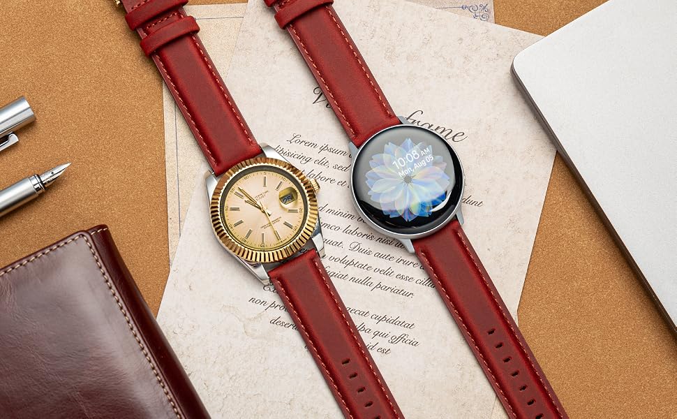 Шкіряний ремінець для годинника та смарт-годинника Vintage Elegant, 18мм, коньячний коричневий (чорна пряжка), з швидким випускам