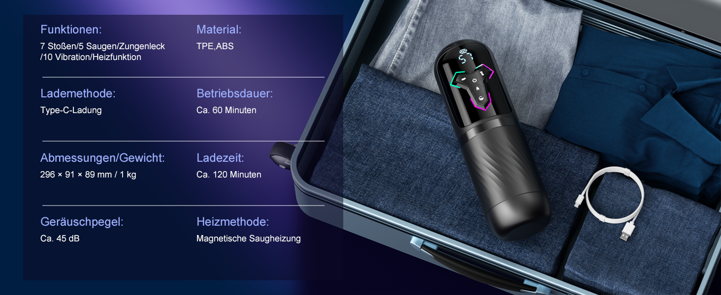 Мастурбатор для чоловіків KI-Interaktion з 10 вібраціями, 7 режимами розтягування та 5 режимами стимуляції. Секс-іграшка з підігрівом та керуванням через APP