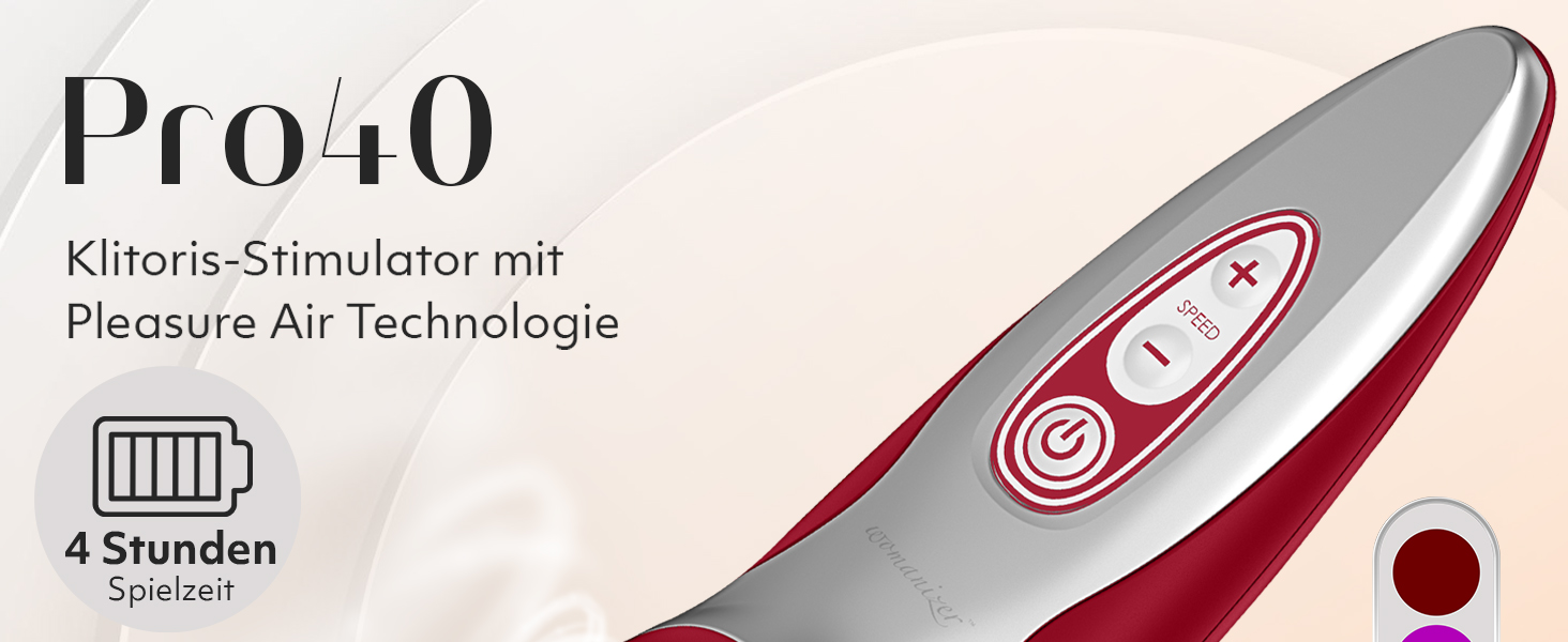 Womanizer Pro 40 - вібратор для клітора, жіночий секс-іграшка | 6 режимів, тихий, вологостійкий, червоний