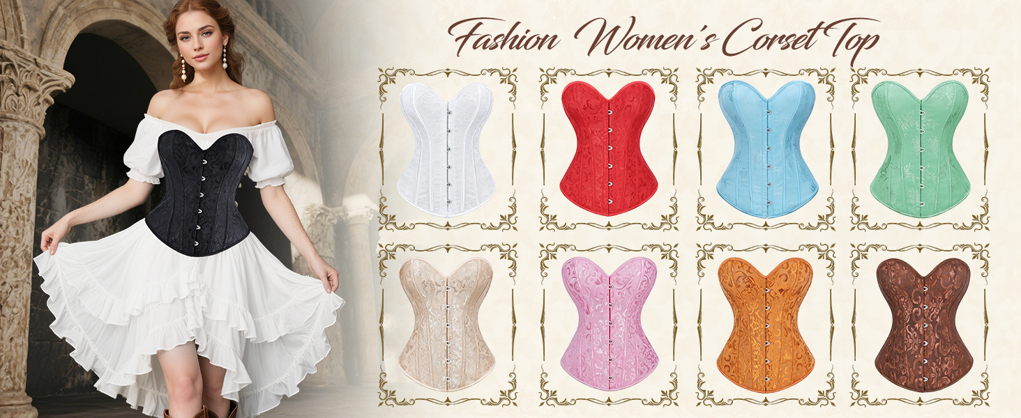 Корсетний топ WERFORU для жінок з повним бюстом, чорний, готичний стиль, вінтаж, для карнавалу та Хелловіну