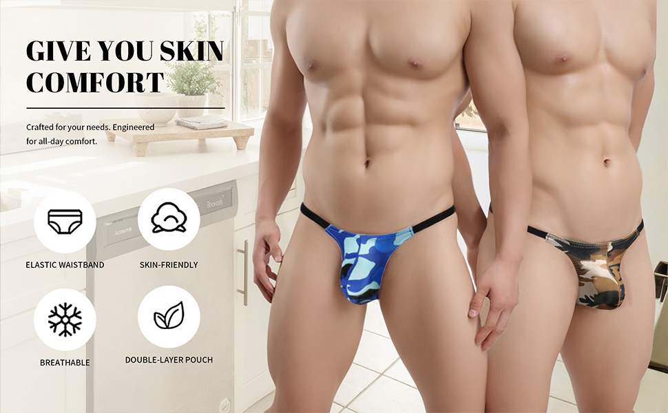 Танга чоловічі Faringoto, камуфляж, низька посадка, XL, 4 шт.