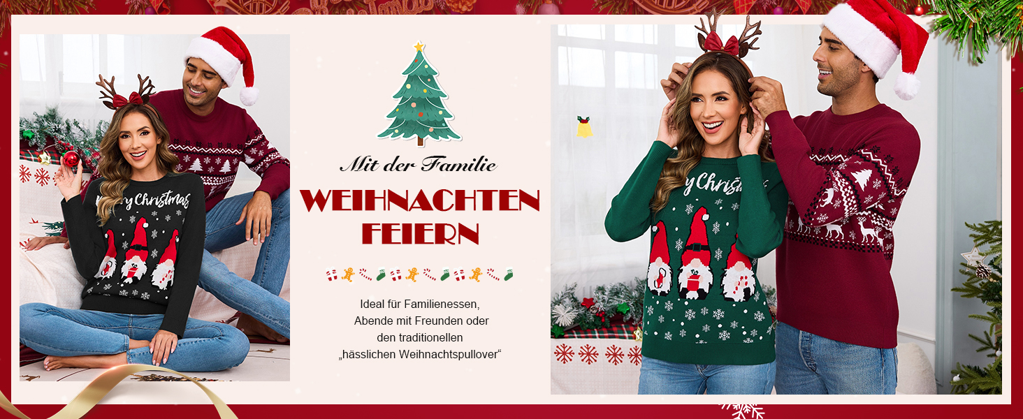 Смішний різдвяний светр Terecey Daen з принтом, зимовий лонгслів Ugly Christmas Sweater, чорний, XL
