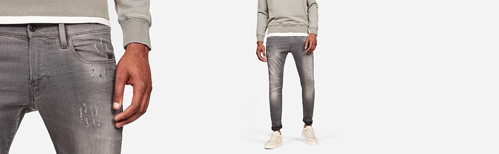 Чоловічі вузькі джинси G-STAR RAW Lancet Skinny сірого кольору Faded Blade, 29W / 32L
