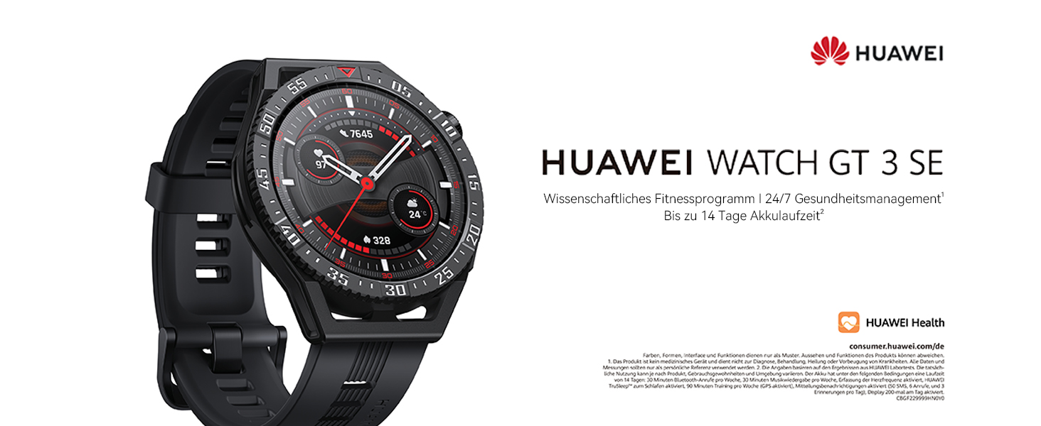 Смарт-годинник HUAWEI Watch GT 3 SE Graphite Black: наукова програма фітнесу, моніторинг сну, до 14 днів автономності