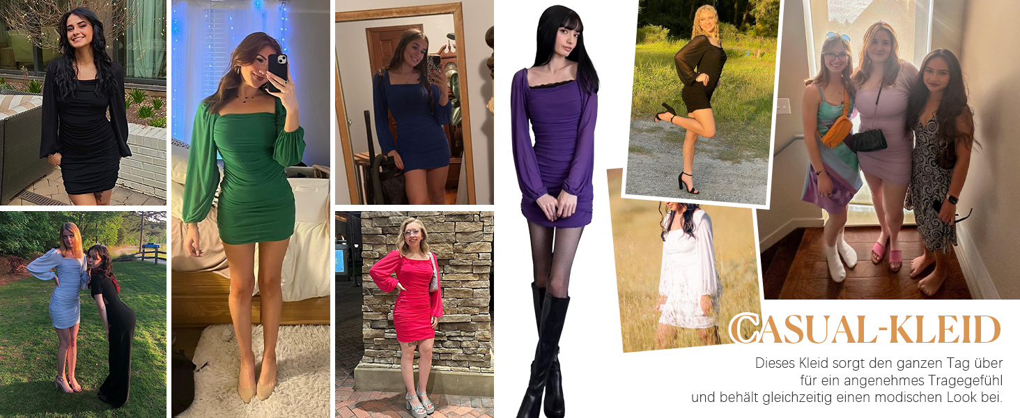 Сукня жіноча вечірня коктейльна облягаюча Bodycon з мереживом, довгі рукави, квадратний виріз, міні, чорна