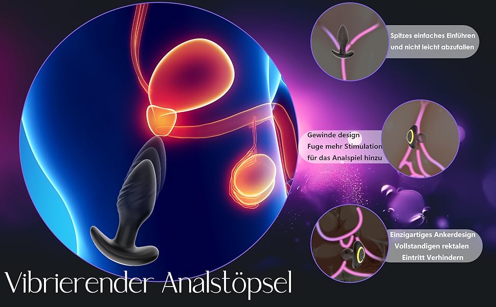 Анальний плагін для жінок та чоловіків: вібратор з керуванням через додаток, силіконовий, 10 режимів