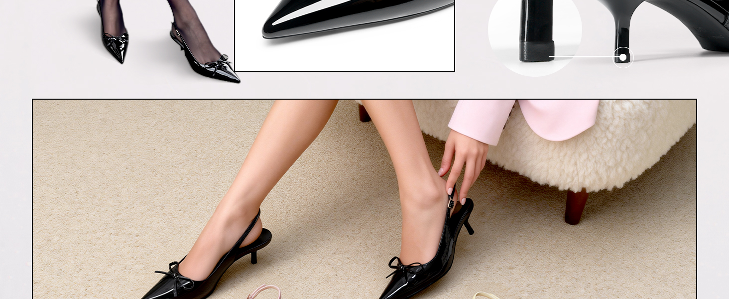 Жіночі туфлі-слінгбеки DREAM PAIRS на підборах kitten heel, чорні, розмір 39 EU