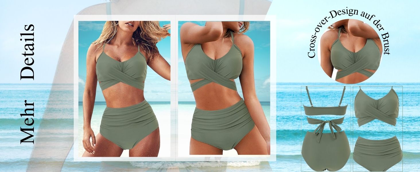 Бікіні жіночий з рюшами, комплект 2 шт. - топ з перехресною застібкою та пуш-ап, трусики з високою талією та зав'язками на спині, леопардовий принт, розмір XL