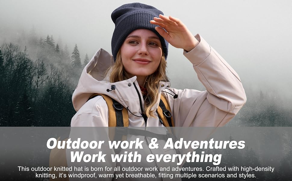 Зимова шапка з мериносової вовни Outdoor Shaping для чоловіків та жінок, тепла в'язана шапка з відкидним бортиком, колір Navy