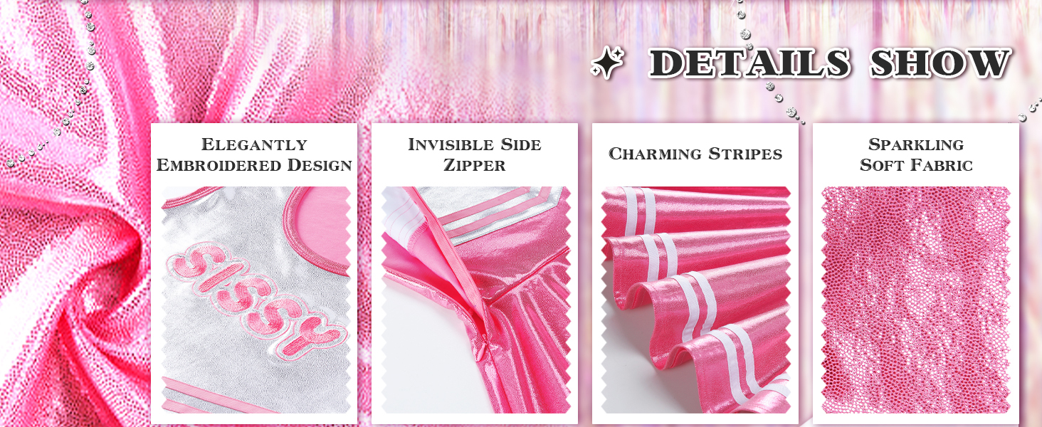 Комбінезон без рукавів LittleForBig для жінок, стилі челіст, сісі, блискучий металік, облягаючий міні-плаття рожевого/пурпурного кольору (рожевий, XS)