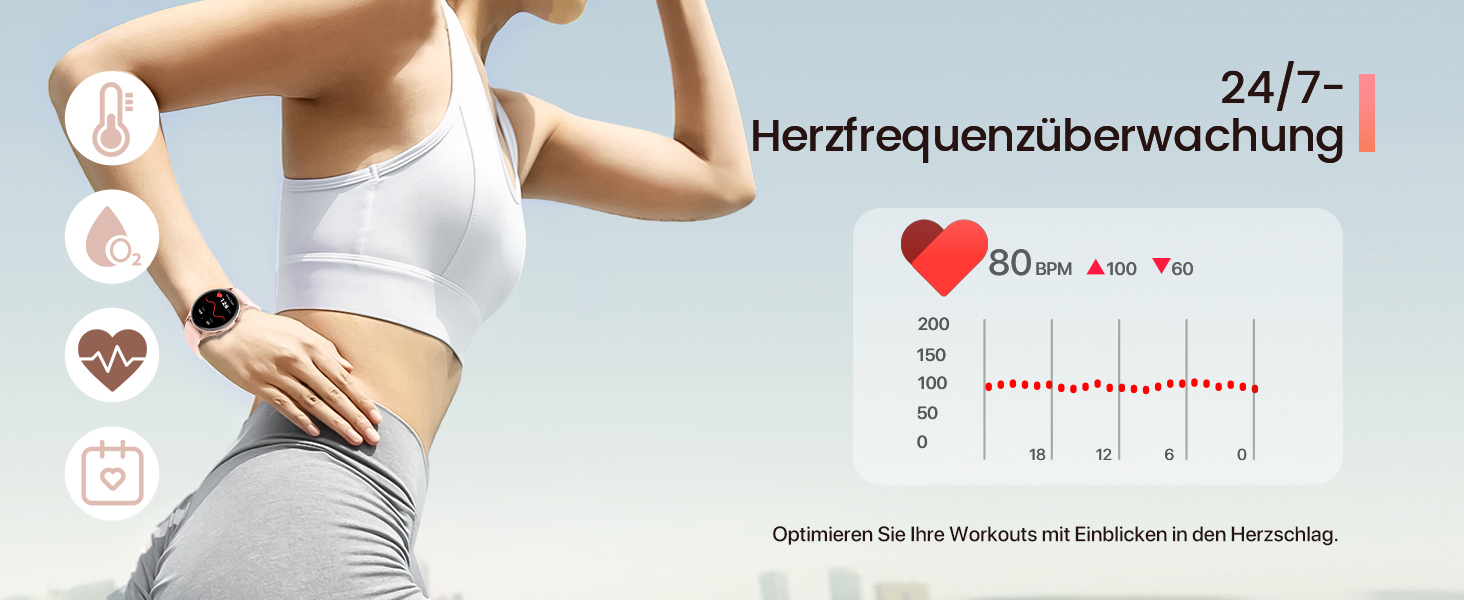 Смарт-годинник WalkerFit для жінок з Bluetooth-дзвінками, 1.39
