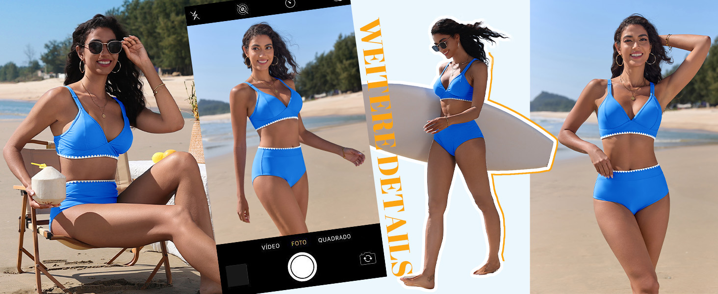 Бікіні жіночий комплект з V-подібним вирізом, двочастинний, з пуш-ап, висока талія, купальник сексуальний з білою мереживом, чорний, розмір S